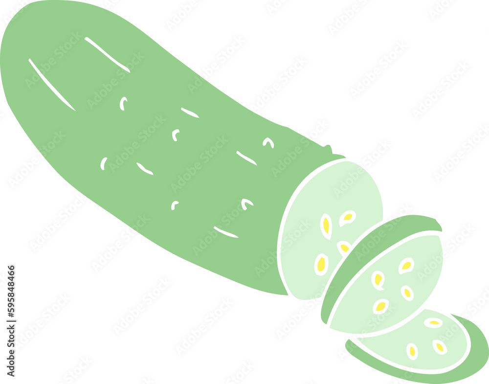 flat color illustration of sliced cucumber flat color illustration of sliced cucumber