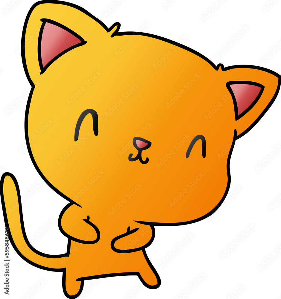 gradient cartoon illustration of cute kawaii cat gradient cartoon illustration of cute kawaii cat