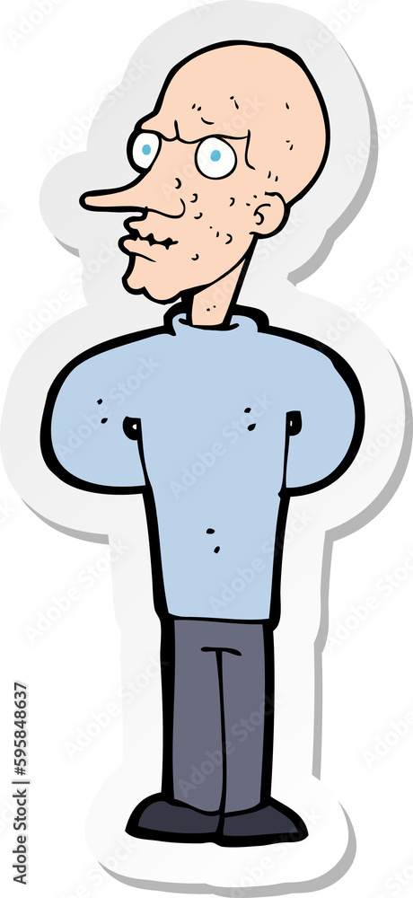 sticker of a cartoon evil bald man sticker of a cartoon evil bald man