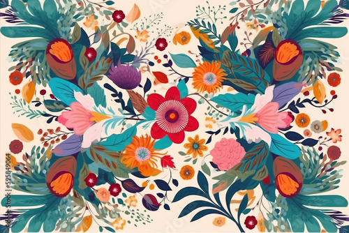 Colorful floral background. Generative ai.