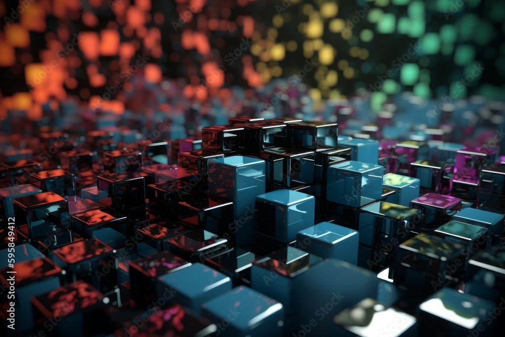 Fototapeta premium Abstract background with colored cubes, Generative AI