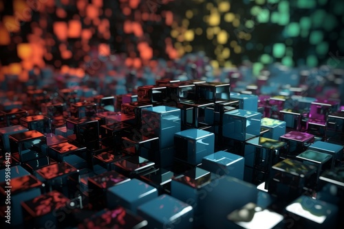 Abstract background with colored cubes, Generative AI