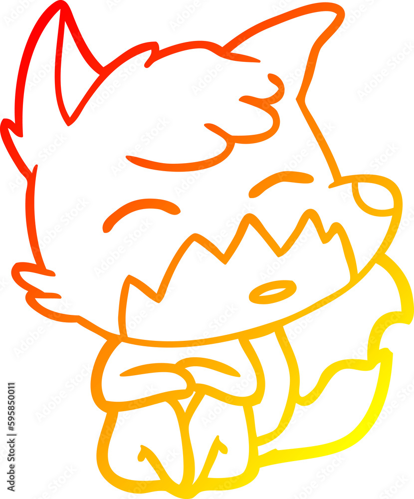 warm gradient line drawing of a cartoon fox warm gradient line drawing of a cartoon fox