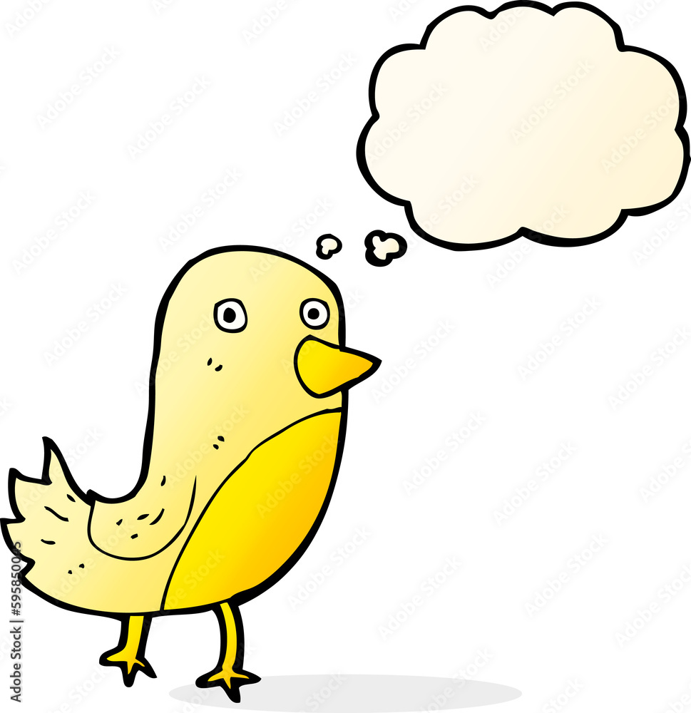 cartoon yellow bird with thought bubble cartoon yellow bird with thought bubble
