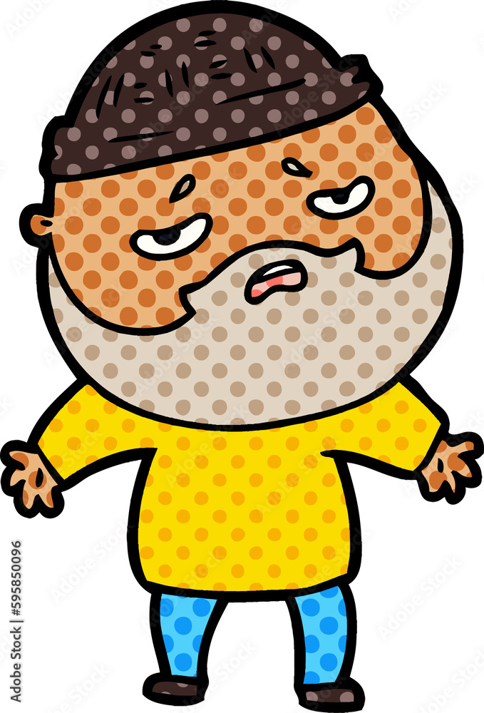 cartoon worried man with beard