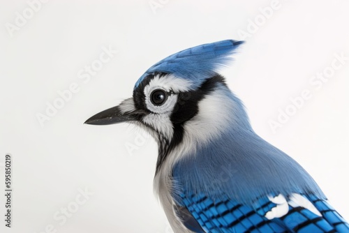 Blue jay bird isolated on white background generative ai.