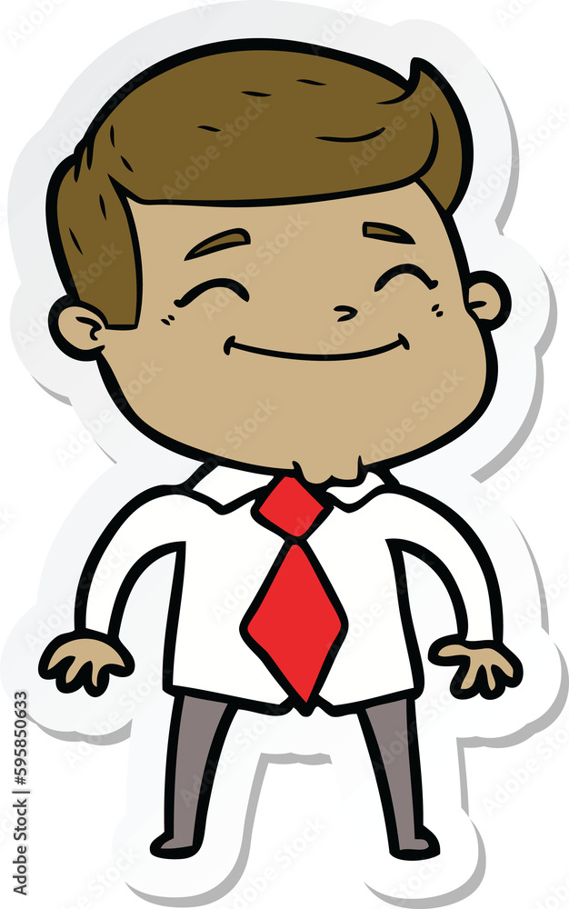 sticker of a happy cartoon businessman