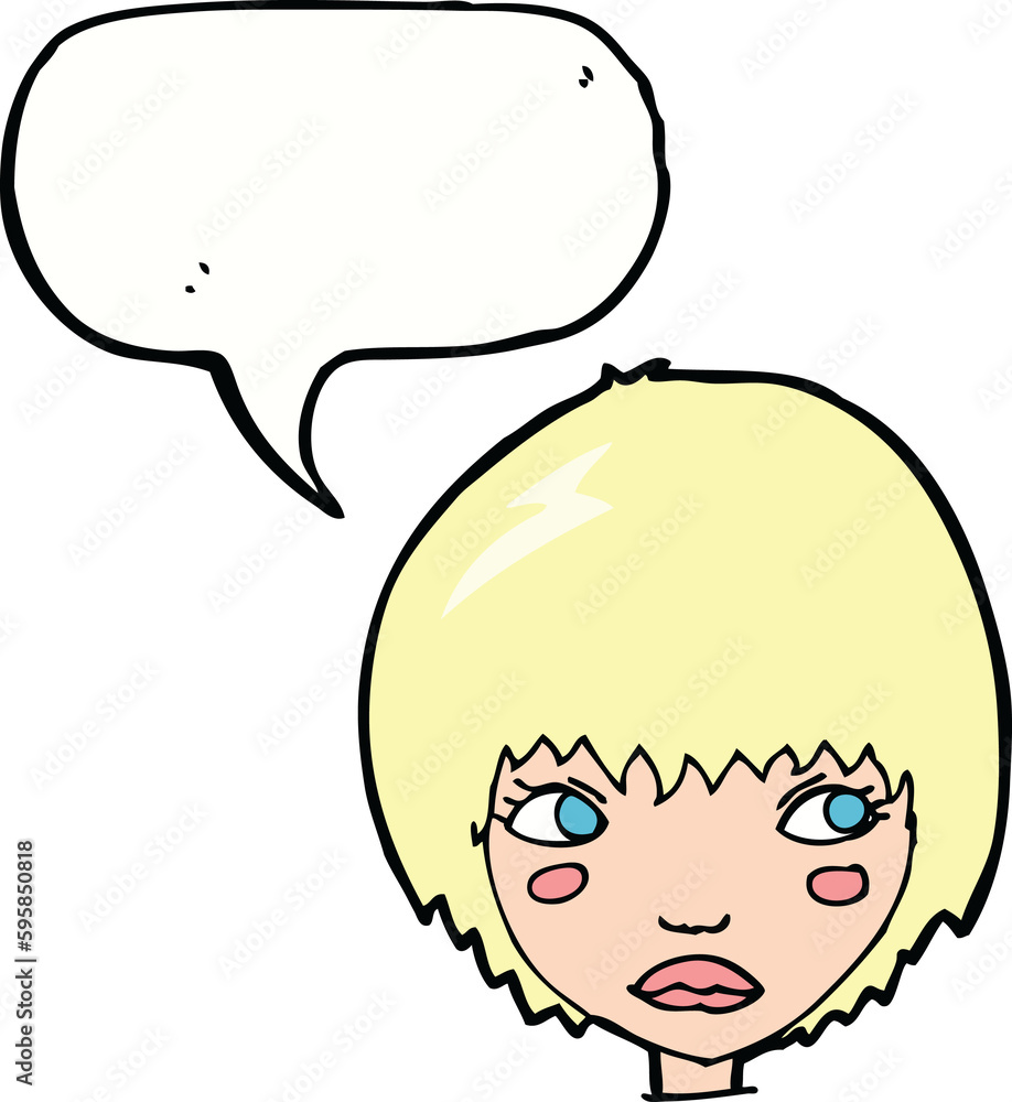 cartoon unhappy girl with speech bubble cartoon unhappy girl with speech bubble