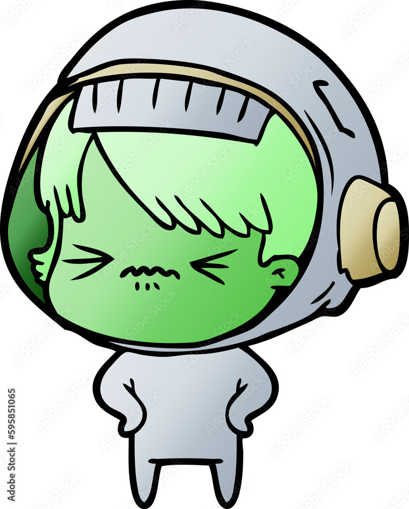 cartoon astronaut woman