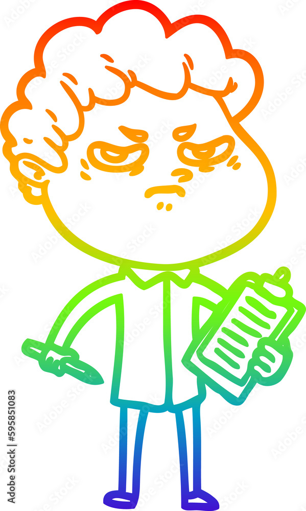 rainbow gradient line drawing of a cartoon angry man rainbow gradient line drawing of a cartoon angry man