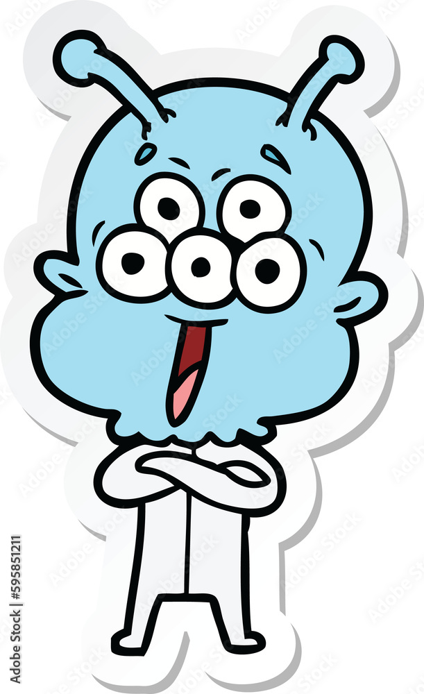 sticker of a happy cartoon alien sticker of a happy cartoon alien