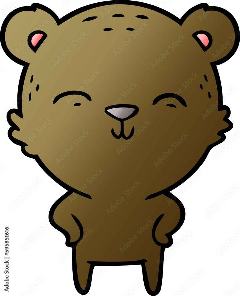 Fototapeta premium happy cartoon bear with hands on hips