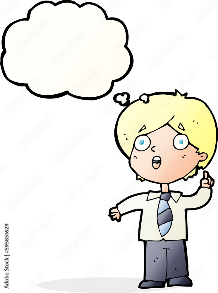 cartoon schoolboy answering question with thought bubble cartoon schoolboy answering question with thought bubble