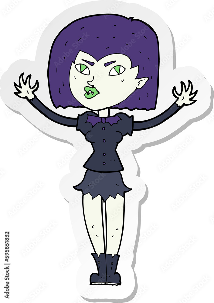 sticker of a cartoon vampire girl sticker of a cartoon vampire girl