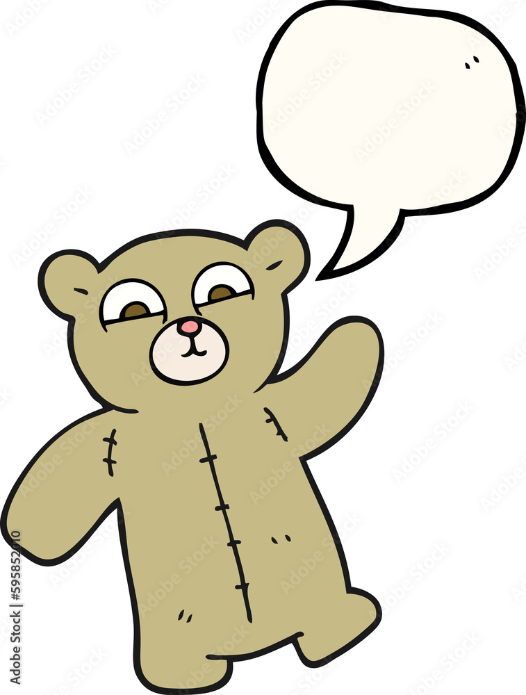 Obraz premium freehand drawn speech bubble cartoon teddy bear
