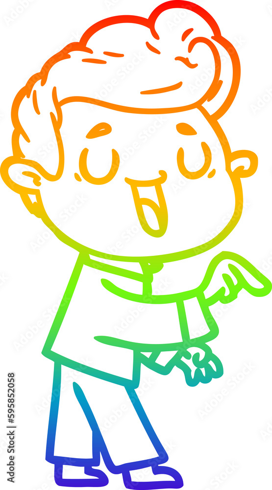rainbow gradient line drawing of a happy cartoon man rainbow gradient line drawing of a happy cartoon man