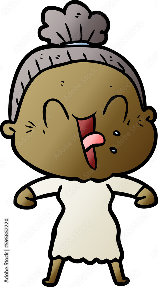 Fototapeta premium cartoon happy old woman