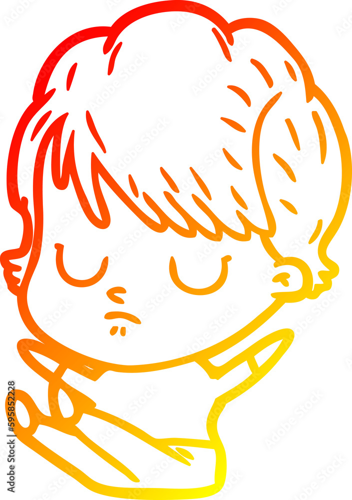 warm gradient line drawing of a cartoon woman warm gradient line drawing of a cartoon woman