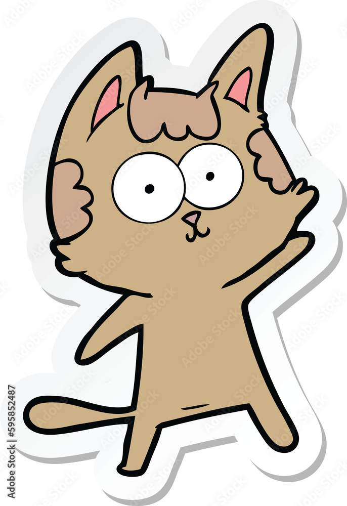 sticker of a happy cartoon cat sticker of a happy cartoon cat