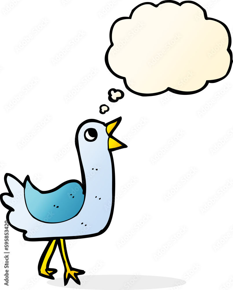 cartoon bird with thought bubble cartoon bird with thought bubble