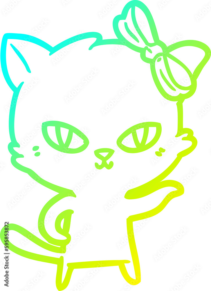 cold gradient line drawing of a cute cartoon cat cold gradient line drawing of a cute cartoon cat