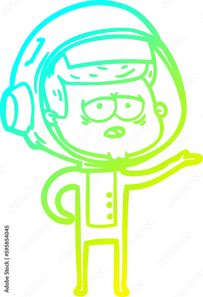 cold gradient line drawing of a cartoon tired astronaut cold gradient line drawing of a cartoon tired astronaut