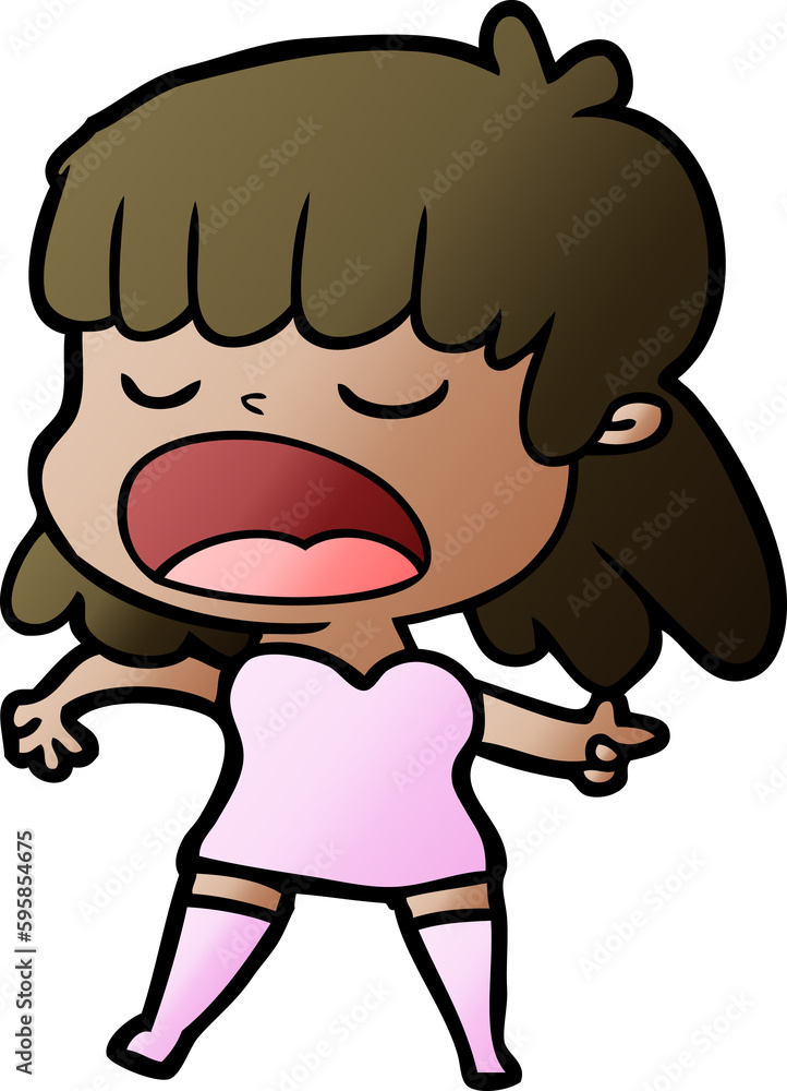 cartoon woman talking loudly