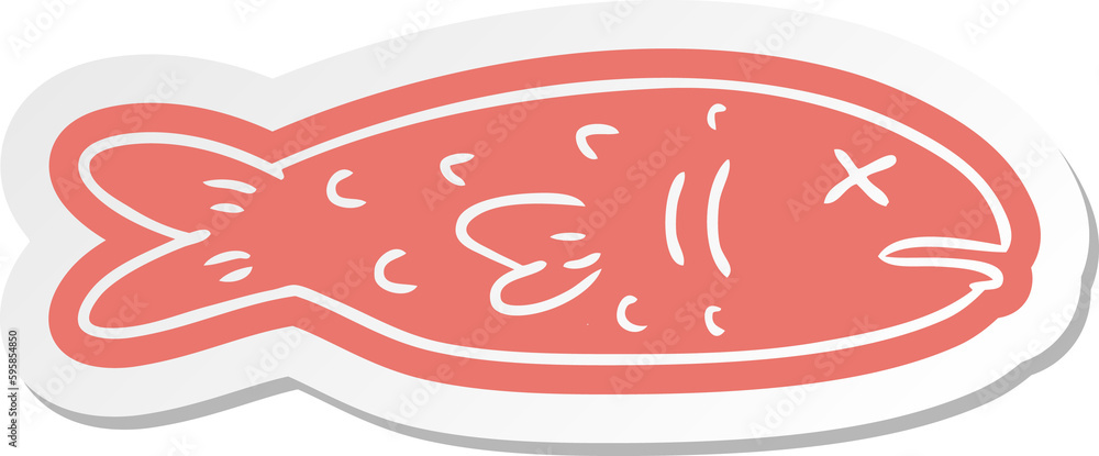 cartoon sticker of a dead fish cartoon sticker of a dead fish