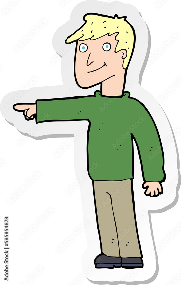sticker of a cartoon man pointing sticker of a cartoon man pointing