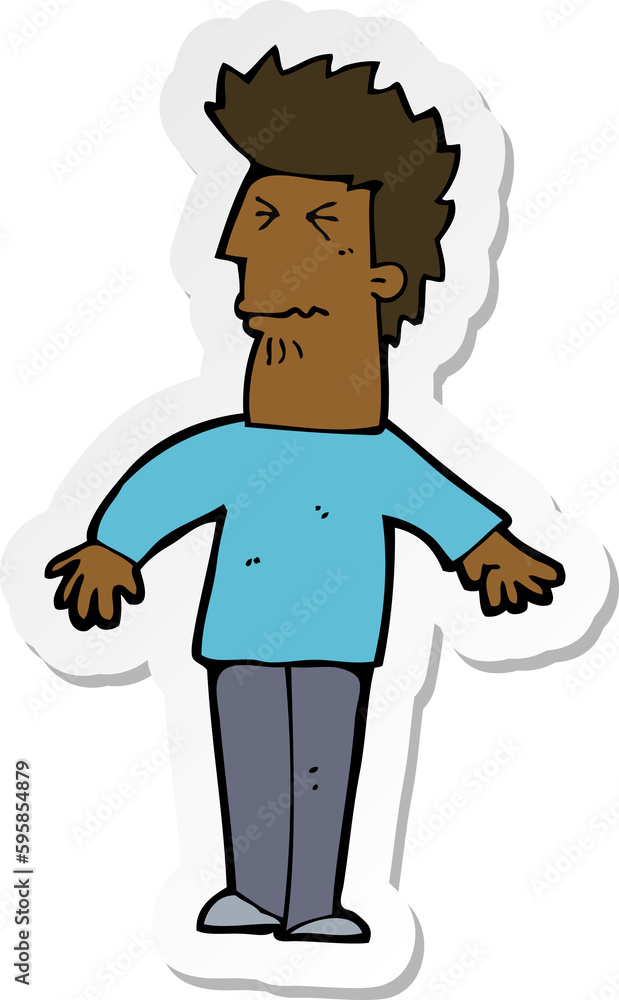 sticker of a cartoon stressed man sticker of a cartoon stressed man
