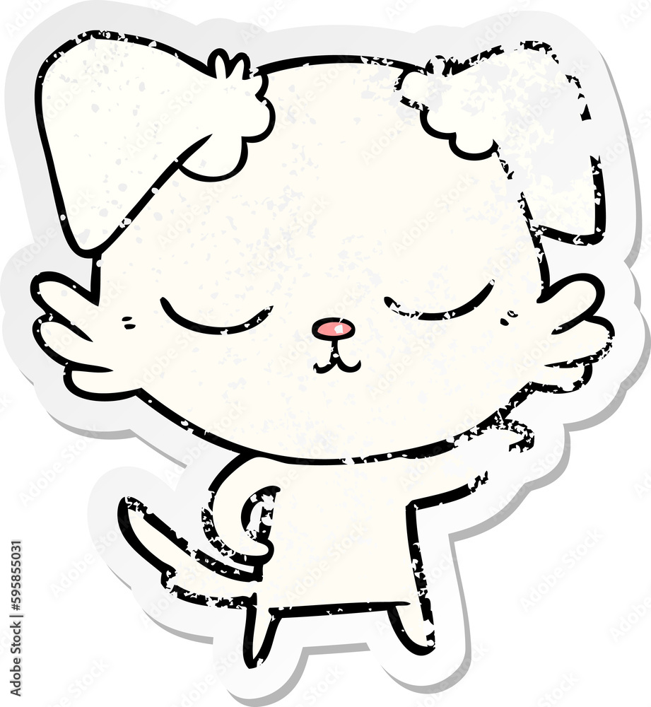 distressed sticker of a cute cartoon dog distressed sticker of a cute cartoon dog