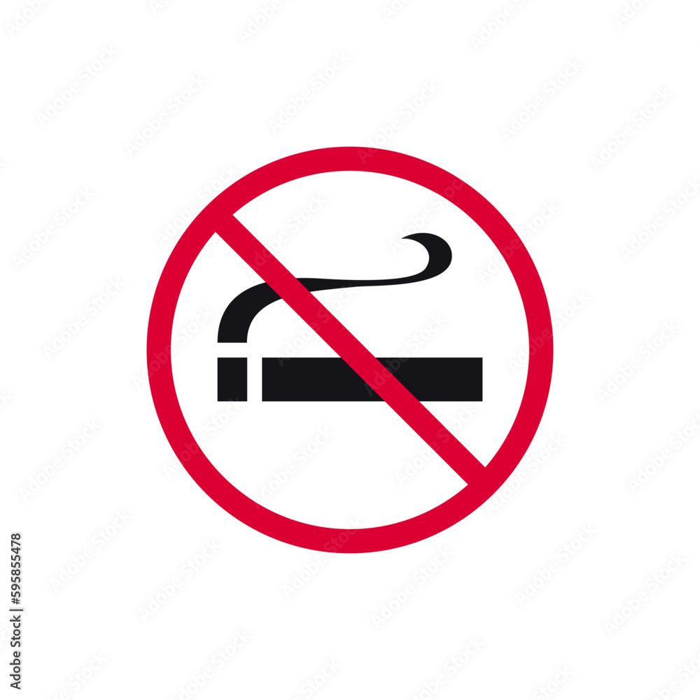 No smoking prohibited sign, no tobacco day forbidden modern round sticker, vector illustration. No smoking prohibited sign, no tobacco day forbidden modern round sticker, vector illustration.