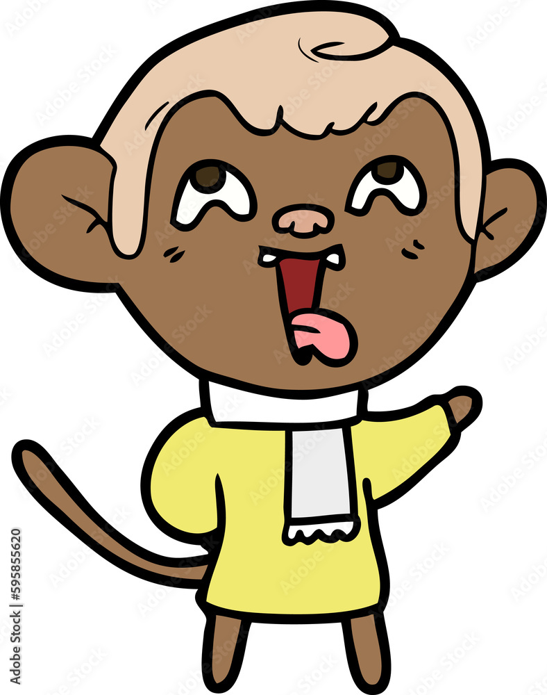 crazy cartoon monkey wearing scarf crazy cartoon monkey wearing scarf