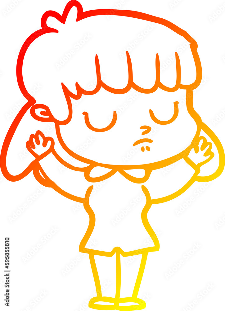 warm gradient line drawing of a cartoon indifferent woman warm gradient line drawing of a cartoon indifferent woman