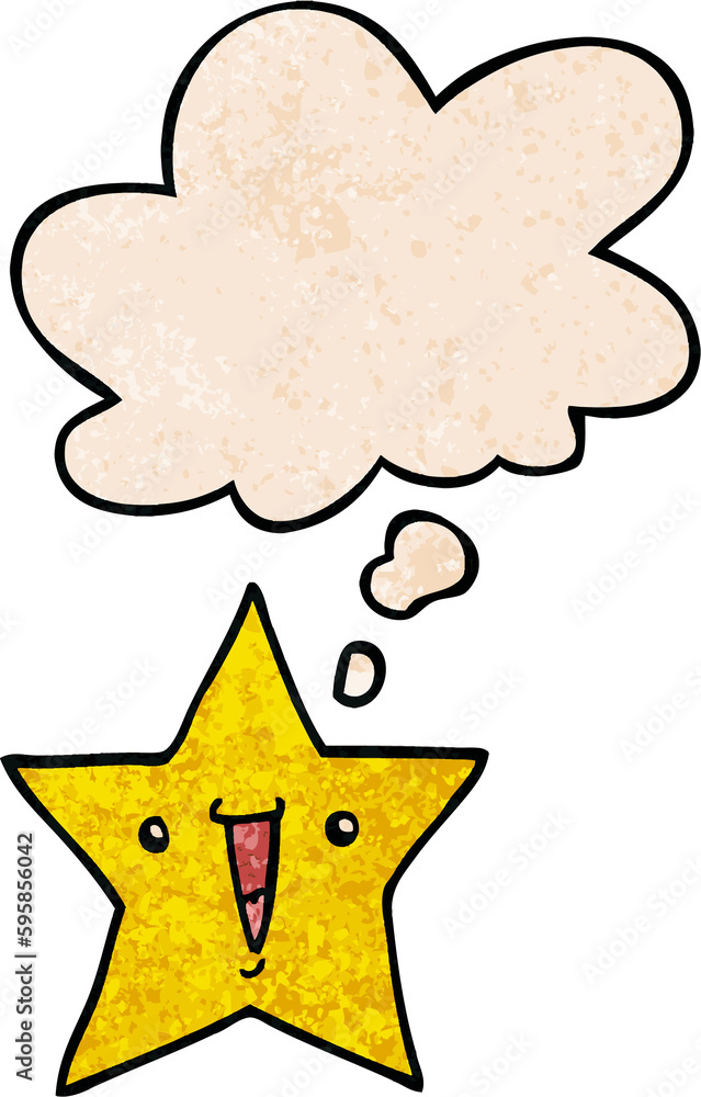 cartoon star with thought bubble in grunge texture style cartoon star with thought bubble in grunge texture style