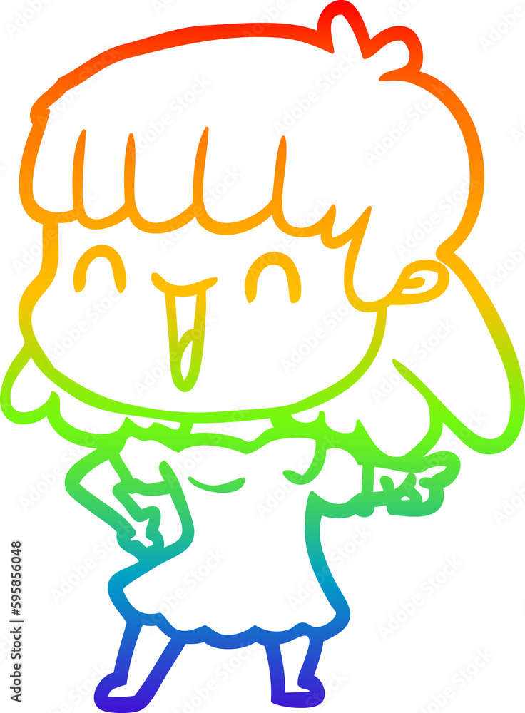 rainbow gradient line drawing of a cartoon woman rainbow gradient line drawing of a cartoon woman
