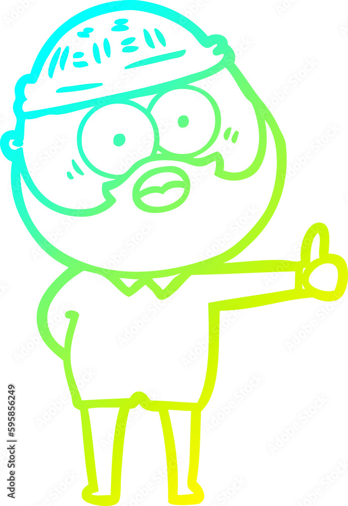cold gradient line drawing of a cartoon bearded man giving thumbs up sign cold gradient line drawing of a cartoon bearded man giving thumbs up sign