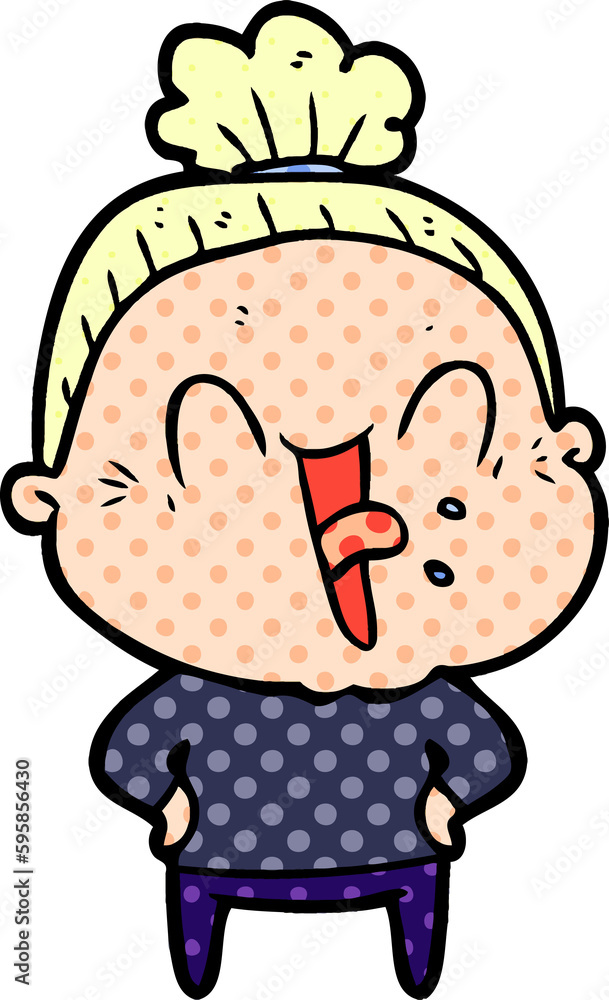 cartoon happy old woman