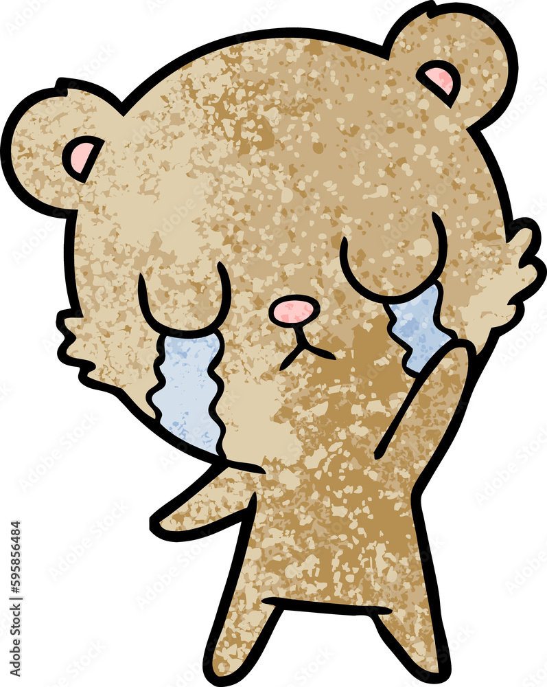 Fototapeta premium crying cartoon bear waving