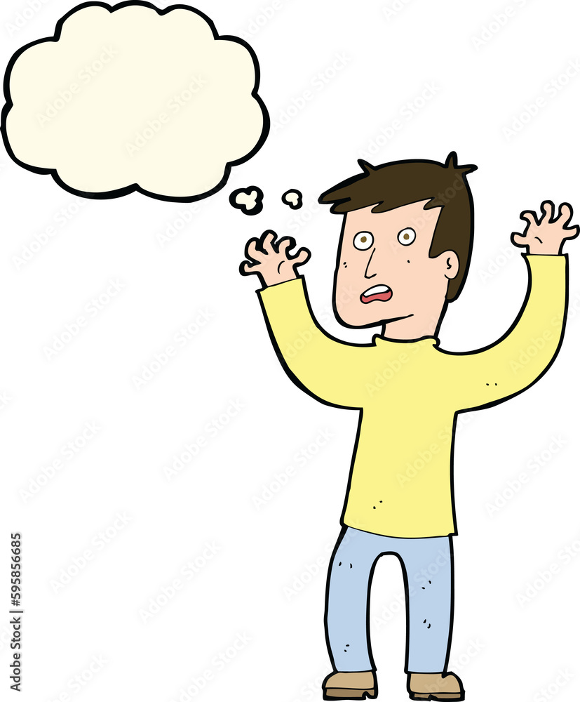 cartoon terrified man with thought bubble cartoon terrified man with thought bubble
