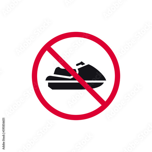 No personal watercraft prohibited sign, forbidden modern round sticker, vector illustration