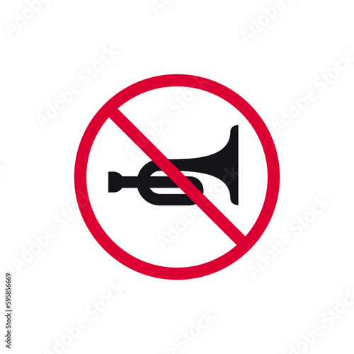No horn prohibited sign, no honk forbidden modern round sticker, vector illustration