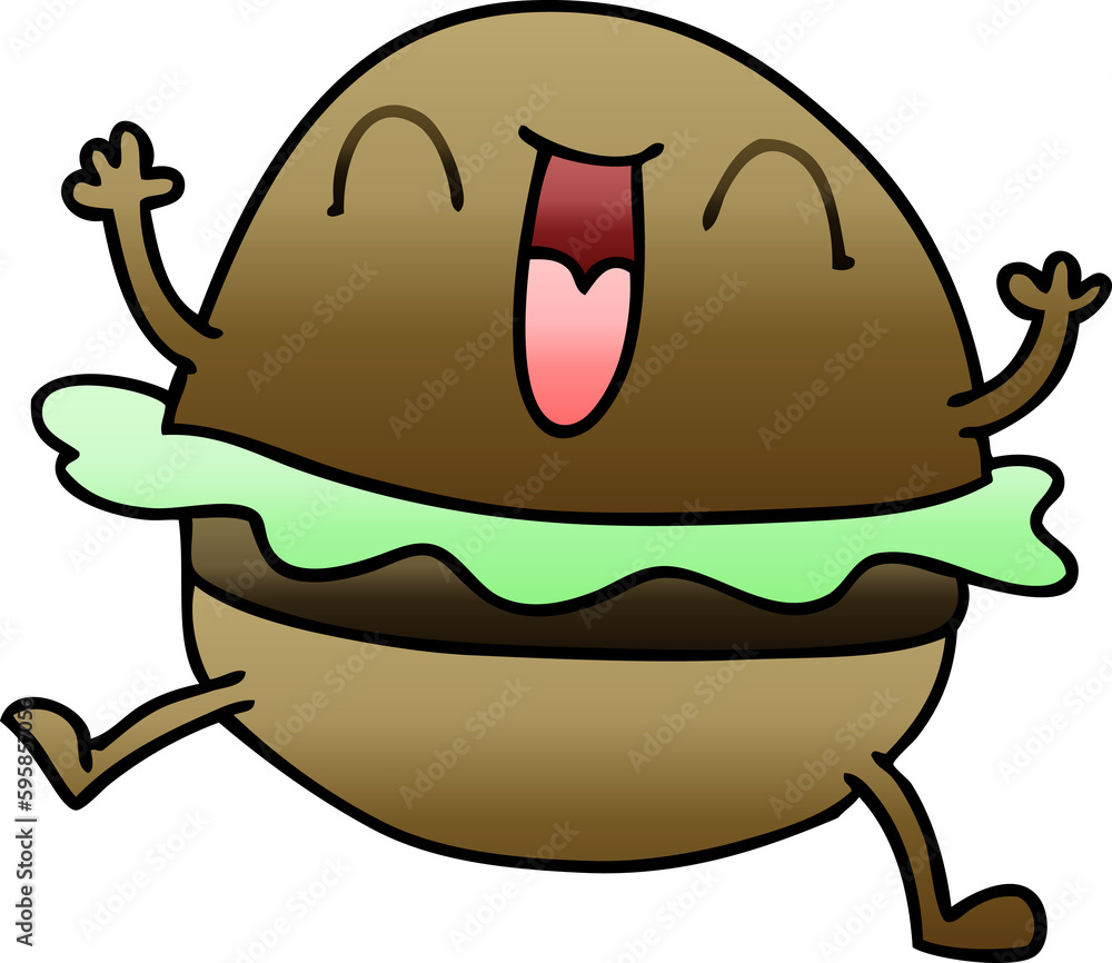 gradient shaded quirky cartoon happy burger gradient shaded quirky cartoon happy burger