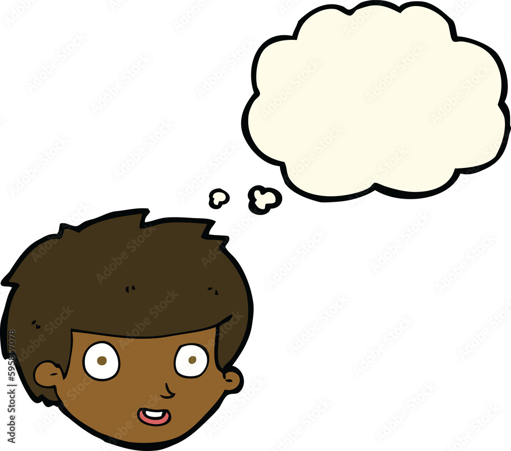 cartoon happy boy's face with thought bubble cartoon happy boy's face with thought bubble