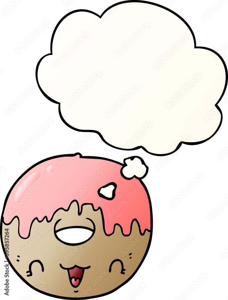 cute cartoon donut with thought bubble in smooth gradient style cute cartoon donut with thought bubble in smooth gradient style