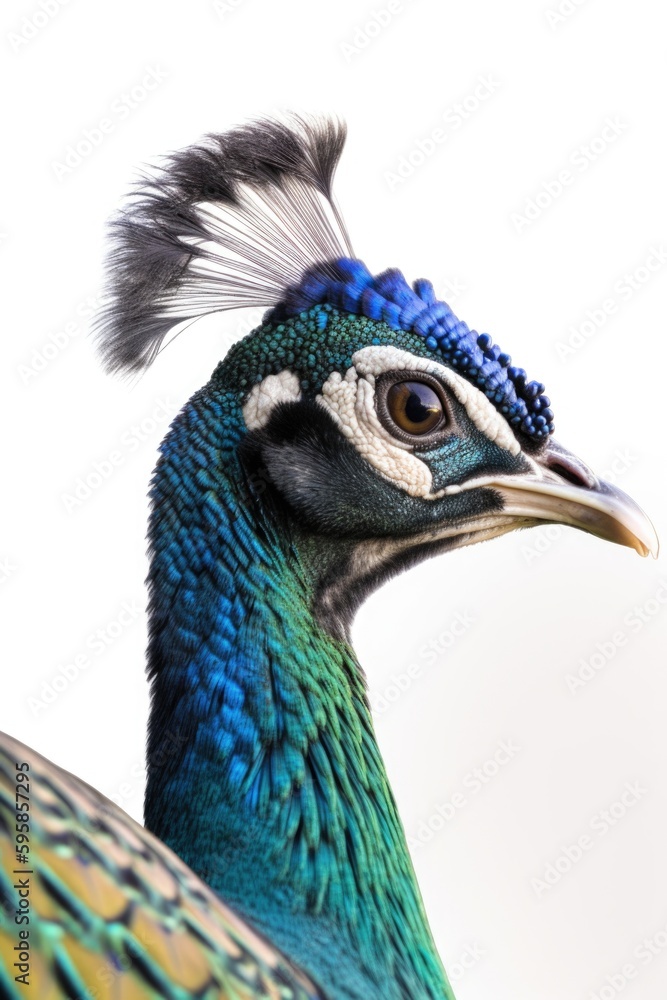 Peaflow bird isolated on white background generative ai. Peaflow bird isolated on white background generative ai.