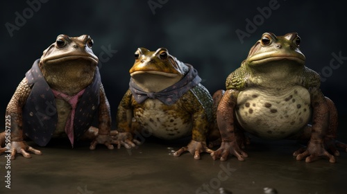 Fat frogs in the clothes. Generative ai © cac_tus