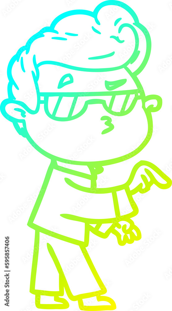 cold gradient line drawing of a cartoon cool guy cold gradient line drawing of a cartoon cool guy