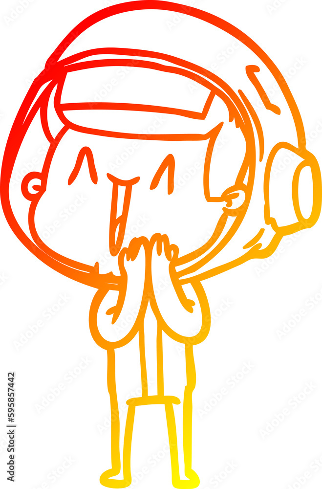 warm gradient line drawing of a happy cartoon astronaut warm gradient line drawing of a happy cartoon astronaut