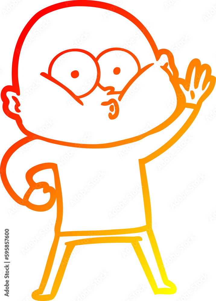 warm gradient line drawing of a cartoon bald man staring warm gradient line drawing of a cartoon bald man staring